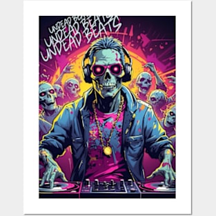 Halloween Zombie DJ Party Posters and Art